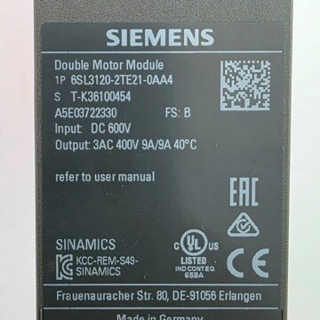 Double Motor Module Siemens SINAMICS S120  Typ: 6SL3120-2TE21-0AA4