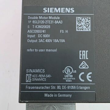 Double Motor Module Siemens SINAMICS S120  Typ: 6SL3120-2TE21-8AA3
