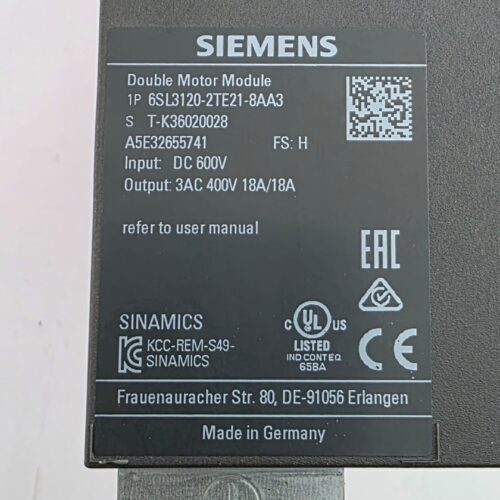 Siemens SINAMICS Double Motor Module 6SL3120-2TE21-8AA3
