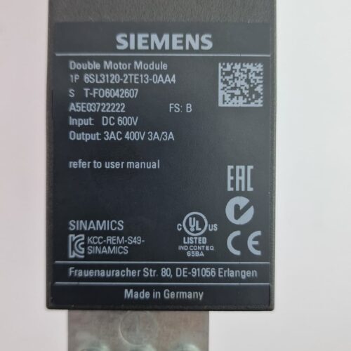 Siemens SINAMICS Double Motor Module 6SL3120-2TE13-0AA4