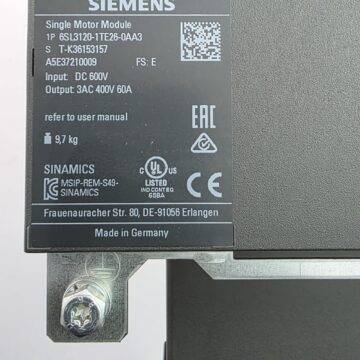Single Motor Module Siemens SINAMICS S120  Typ: 6SL3120-1TE26-0AA3