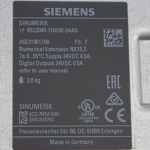 Siemens SINUMERIK Numerical Extension NX15.3 6SL3040-1NB00-0AA0